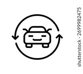 Car sharing line icon. Rental vehicle. Urban transportation, mobility. Vacation car outline symbol. Isolated illustration.