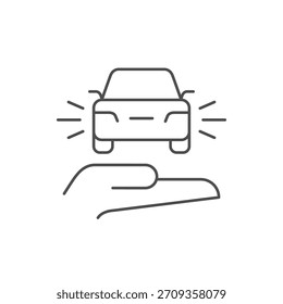 Icono de contorno de línea de coche compartido