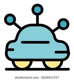 Car sharing location being tracked using gps, represented by a car with antennas
