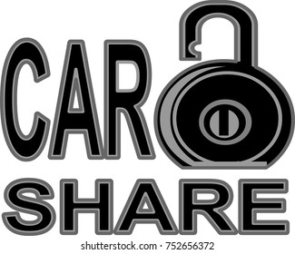Car sharing logo lock isolated vector