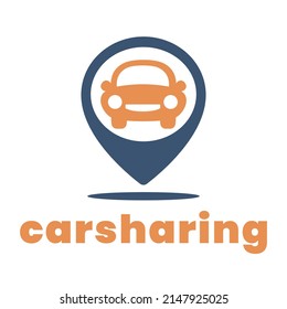 Car Sharing Logo. Rent A Car Service Icon. Carpool Icon. Vector Icon Isolated On White Background