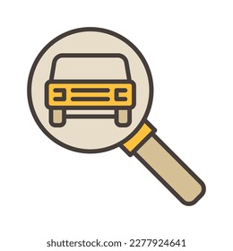 Car Sharing Search vector Magnifier with Auto concept colored icon or sign 