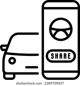 Car sharing, searching a car through mobile app thin line icon. Vector illustration.