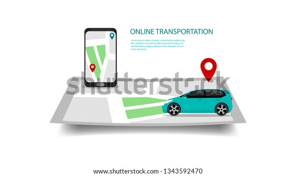 Car Sharing\
Service ads  for web template or landing page illustration in flat\
style design. Landing page template of car sharing service, online\
transportation vector\
illustration