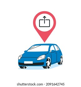 Car sharing service concept. Auto parking in the city. Vector illustration in flat style isolated on a white background.