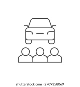 Icono de línea de servicio de coche compartido