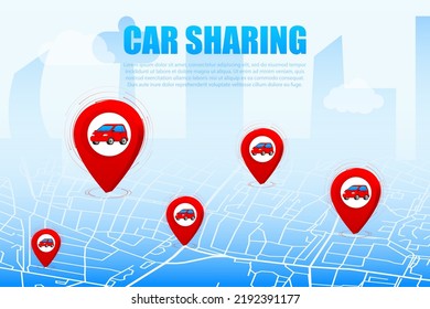 Car sharing service. Share automobile for commuting. Vector illustration.