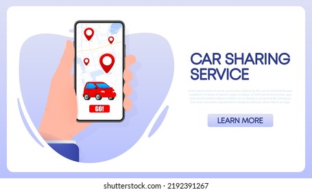 Car sharing service. Share automobile for commuting. Vector illustration.