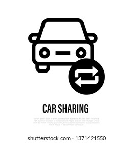 Car sharing thin line icon. Symbol of transport exchanging. Vector illustration.