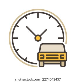 Car Sharing Time vector Rent by Hour concept colored icon or sign