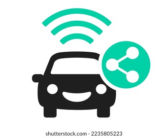 Car sharing vector icon isolated on white background, car pool app icon