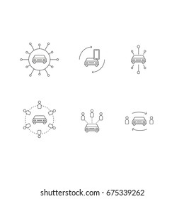 Car Sharing Vector Icon Set 