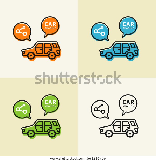 Car sharing\
vector illustration. Car to share linear graphic design. Transport\
renting service creative\
concept.\
