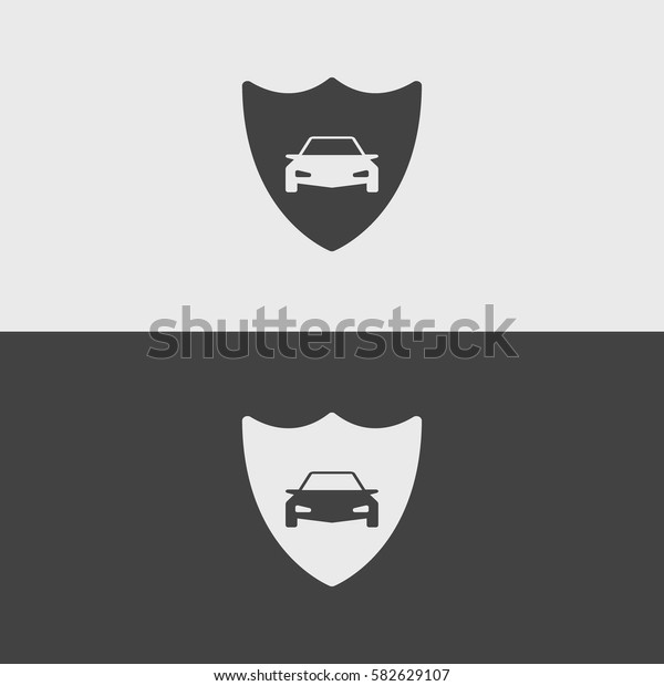 Car shield  black and white icons.illustration\
isolated vector sign symbol\
