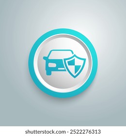 Car shield icon blue button sign