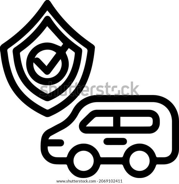 Car Shield icon, out line vector icon Web icon\
simple thin line vector\
icon
