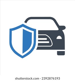 Autoschutzschild-Symbol. Sicheres neues Autosymbol