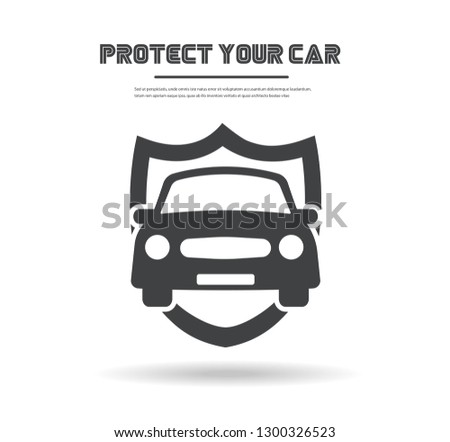 Car in shield icon vector. Logo