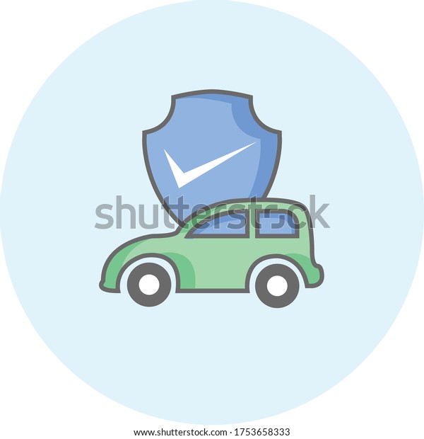 Car Shield Icon Vector. Trendy\
insurance icon on Green background for web  and mobile\
graphic.