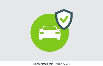 Car shield insurance icon. Auto safety symbol. Simple transport vector illustration accident concept design element graphic