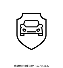 car in shield line icon