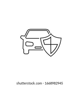 Car shield line icon on white vector