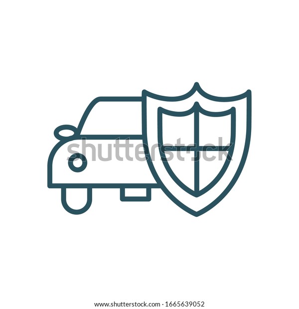 car and shield line style icon design,\
Insurance health care security protection life accident and guard\
theme Vector illustration
