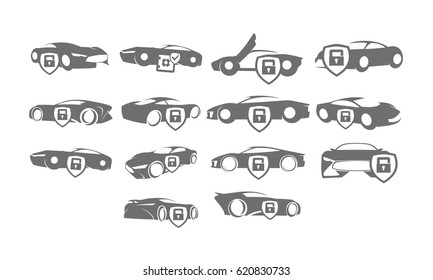Car Shield Lock Logo Set Bundle Collections