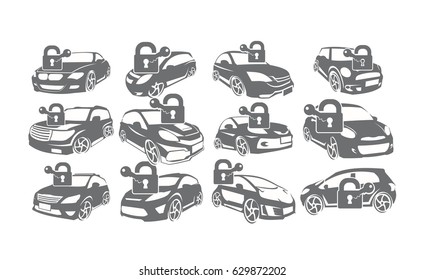 Car Shield Lock Logo Set Bundle Collections