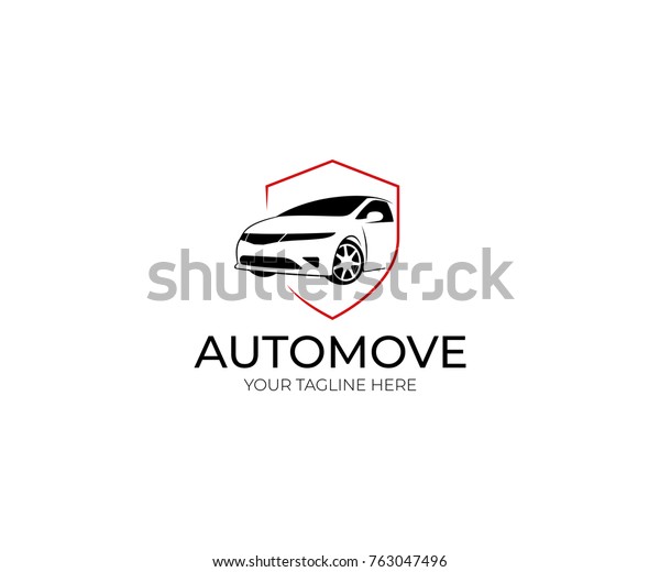 Car and Shield Logo Template. Automobile\
Vector Design. Transport\
Illustration