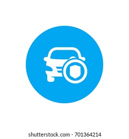car and shield round icon
