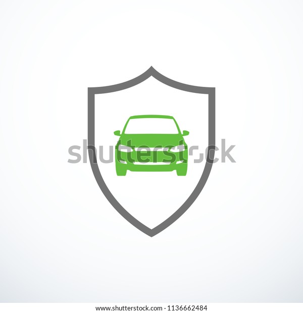 Car and shield. Car security / insurance\
concept. Vector\
illustration