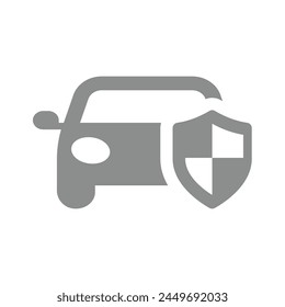 Car and shield vector icon. Motor insurance symbol.