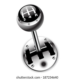 Car Shift Gear (gear Stick) On White Background