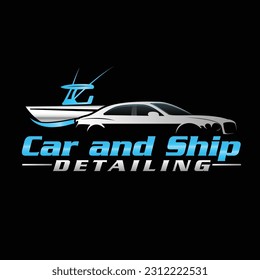 Car and ship detailing logo design vector