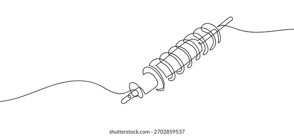 Car shock absorber, continuous line Dynamic single line draw design vector illustration graphic.