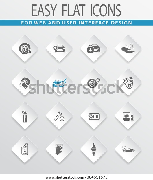 Car\
shop easy flat web icons for user interface\
design