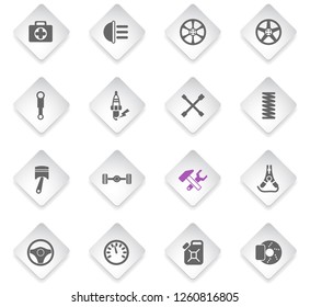 car shop flat rhombus web icons for user interface design