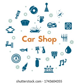 car shop icon set isolated on white background