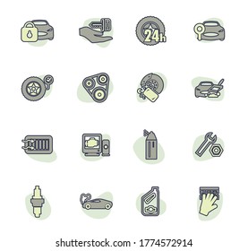 Juego de iconos de tienda de coches para sitios web e interfaz de usuario