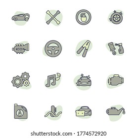 Juego de iconos de tienda de coches para sitios web e interfaz de usuario