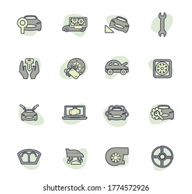 Juego de iconos de tienda de coches para sitios web e interfaz de usuario