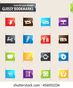 Car shop vector glossy bookmarks for your design