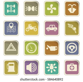 car shop vector icons for user interface design