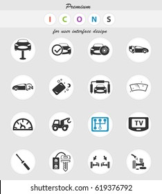 car shop vector icons for user interface design