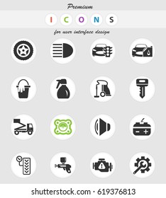 car shop vector icons for user interface design