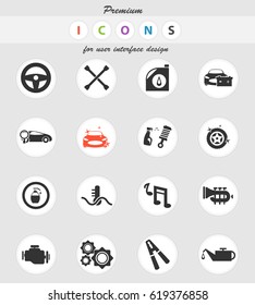 car shop vector icons for user interface design