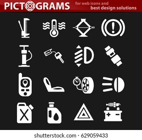 car shop vector icons for user interface design