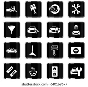 car shop vector icons for user interface design