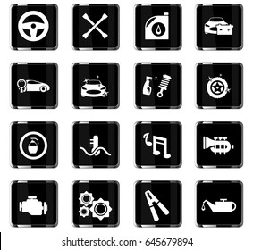 car shop vector icons for user interface design